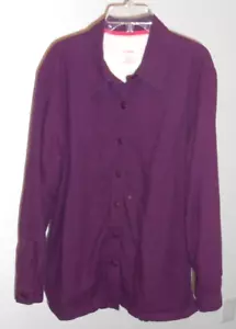 women's flannel button lined shirt top L.L. Bean Purple with white fleece Size L - Picture 1 of 2
