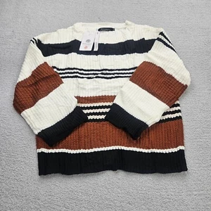 MEROKEETY Womens Crew Neck Sweater Long Sleeve Waffle Knit Acrylic Size Medium - Picture 1 of 8