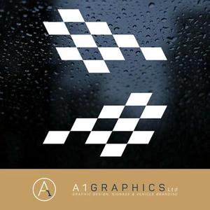 Check Flags Checkered 200mm x2 Chequered CAR STICKER DECAL BIKE MOTORCYCLE - Picture 1 of 2