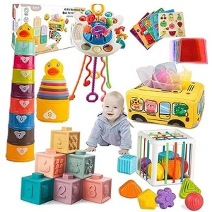 Baby Toys 6 to 12 Months, Montessori Toys for 1 Year Old, Silicone Pull String - Picture 1 of 7