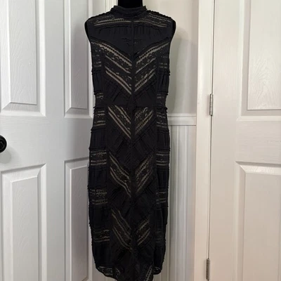 Venus Bodycon Lace Dress Black Sz. 14 Sleeveless Whimsigoth Witchy Cocktail Glam - Image 1 of 4