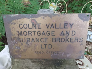 Bronze Sign Wall Plaque Colne Valley Mortgage And Insurance Brokers Colchester - Picture 1 of 8