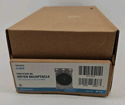 RPP - FMD1430R-BK - 30A - 4-Wire Dryer Receptacle - Flush Mount - Box of 8 - Image 1 of 2