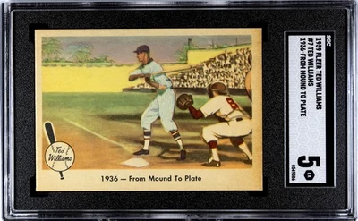Ted Williams 1959 Fleer #7 1936 - Del montículo al plato SGC 5 EX HOF GOAT Foto 1 de 2