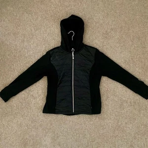 Women's XL Black Quilted Fleece Hooded Jacket BeBe Casual Zip - Picture 1 of 3