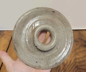 Coperchio Burro Crock Vintage 5 3/4" Gres GRIGIO Decorazione Fattoria Primitiva - Foto 1 di 6