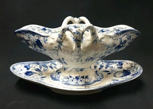 ALTE SAUCIERE AUS STEINGUT VON CREIL UND MONTEREAU MODELL FLORA - Bild 1 von 10