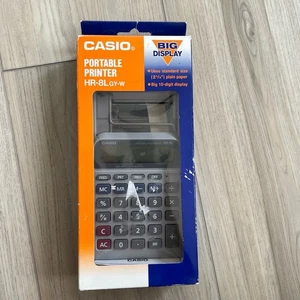 Casio Gray Portable Printer Big Display Receipt Taxes Calculator Size HR-8LGY-W - Picture 1 of 4