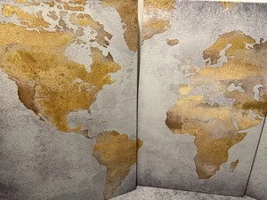 Large 3 Piece WORLD MAP Canvas Print Wall Art Stretched Ready To Hang 47” X 31” - Picture 1 of 5