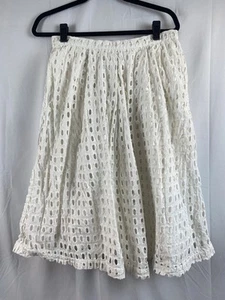 Women’s Size Large 32” Waist White Eyelet Lined A Line Skirt Back Zipper - Picture 1 of 8