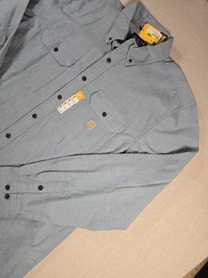 NUEVO CON ETIQUETAS CARHARTT Para Hombres Azul Calce Suelto Peso Medio Abotonado Camisa Cambray XLT Foto 1 de 4