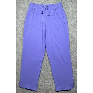 IMAN Dress Pants Womens L Purple Drawstring Waist Casual Stretch Pull On - Picture 1 of 15