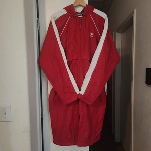 TYR Hooded Long Lined Badejacke Fleece Gefüttert Rot Weiß Herren Gr. Medium Distress - Bild 1 von 11