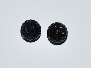 2 8mm Swarovski Pave Ball Beads Jet Black - AS52