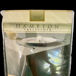 New Hampton Collection Black Tablecloth 60x84 Cotton Blend Oblong VINTAGE Style - Picture 1 of 5