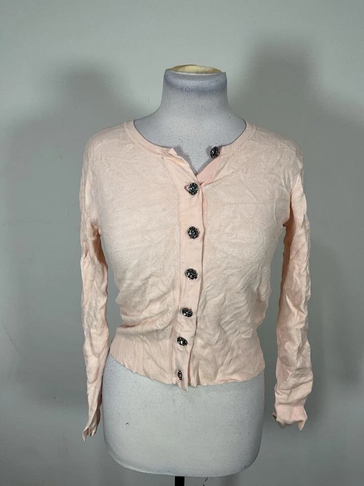 Cárdigan de mujer Zara color rosa rubor manga larga talla S  Foto 1 de 4