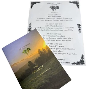 Grgich Hills Winery Brochure and Wine Pairing 4 Course Dinner Menu Napa Valley - Picture 1 of 11