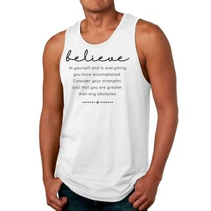 Mens Fitness Tank Top Graphic T-shirt Believe in Yourself - Picture 1 of 28