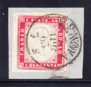 ITALIA CERDEÑA 1862 SG54 40c rosa-carmino imperfecto f/u 4 márgenes 3 gato jumbo £95 - Imagen 1 de 1
