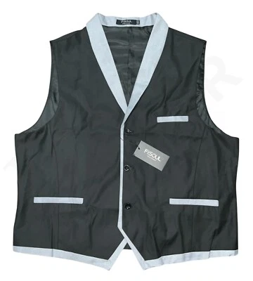 Fisoul Suit Vest Men's 2XL Black Gray Button Up Fit Adjustable Formal Attire - Image 1 of 4
