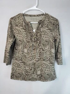 Croft & Barrow BLOUSE Women's Size PETITE Small PS Paisley 3/4 Sleeve - Picture 1 of 10