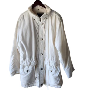Vintage Otello Pelle Women's White Parka Full Zip Jacket Hobo Size Medium - Picture 1 of 11