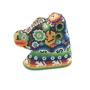 Huichol Art Beaded Small Horse Head Handmade Mexican Folk Art - Picture 1 of 6