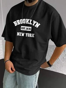Camiseta Para Hombre Verano Primavera Brooklyn Moda Estampada, Informal Manga Corta F - Imagen 1 de 82