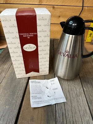 GEVALIA JARRA FORRADA ACERO INOXIDABLE SERVIDOR TÉRMICO 1 CUARTO/1 LITRO NUEVA Foto 1 de 4