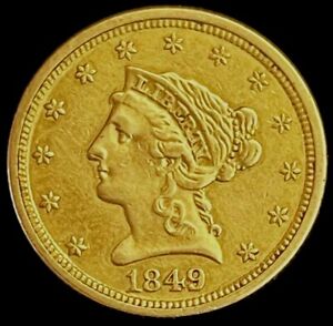 1849 GOLD US $2.50 DOLLAR LIBERTY HEAD QUARTER EAGLE COIN SCARCE EARLY DATE