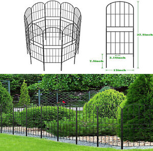 10 Black Panels Animal Barrier Fence 10ft(L) x 37in(H) No-Dig Dog Fence Garden
