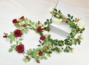 1.8M Artificial Flower Velvet Rose Garland Vine Ivy Home Wedding Garden Deor