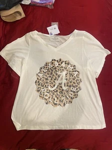 NEW Gameday Couture Multi-Color Leopard Alabama "Roll Tide" V- Neck T-Shirt L - Picture 1 of 2