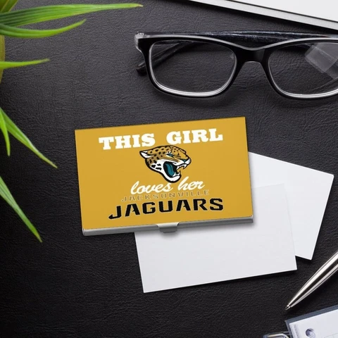 This Girl Loves Her Jacksonville Jaguars Fan Business Card Case ID Credit Wallet Cover