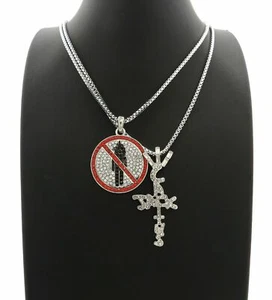 HIP HOP ICED TRAVIS SCOTT CACTUS JACK CROSS & 24" BOX CHAIN NECKLACE SET - Picture 1 of 6