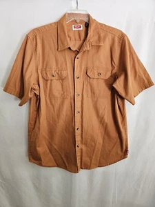 Wrangler Denim Shirt Men's L Rust Flap Pockets Short Sleeve Outdoor Button-Up - Picture 1 of 8