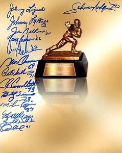 Heisman Trophy signed 8x10 Foto Autogramm 14 mehrfach signiert sig no HUNTER Proof - Bild 1 von 3