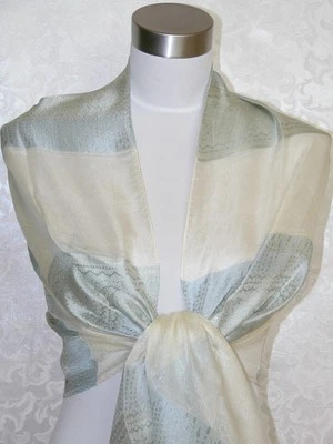 NUEVO 100% Seda Bufanda Mantón Azul Cachemira G1010 Foto 1 de 3