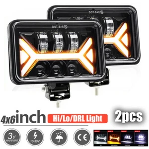 4x6 Inch Square Work Light LED Driving Fog Light 6000K White 2pcs for Car Truck - Picture 1 of 14
