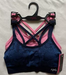 RYKA Sports Bra 2 PACK Supportive Removable Pads Crossback Tagless NWT LARGE - Picture 1 of 8