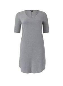 TORRID (5X) GRAU GREY MINI JERSEY T-SHIRT KLEID SHIRTTAIL SAUM V-AUSSCHNITT - Bild 1 von 5