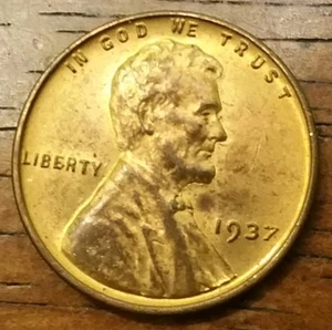 1937 LINCOLN WHEAT CENT PENNY MS - 60 - Picture 1 of 4