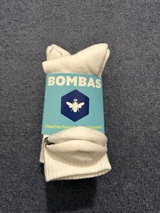(4-Pack) Bombas Solid Style White Half Calf Socks Size M FREE SHIP - Picture 1 of 4