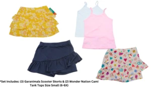 Wonder Nation/Garanimals Girls Lot 5 Summer Cami Tops & Skorts Set Sz S/6-6X NEW - Picture 1 of 5