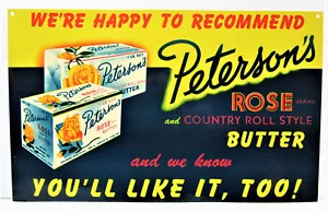 Insegna Vintage Petersons Rose Marca Butter Store Galva Creamery Galva Il Vecchio Stock - Foto 1 di 2