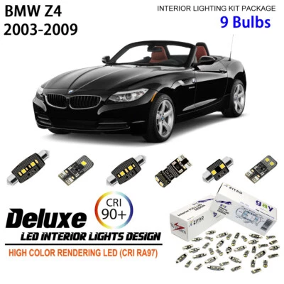 Kit de 9 bombillas LED interiores para BMW Z4 Roadster E85 2003-2009 luz domo blanca Foto 1 de 4