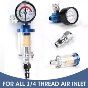 Mini Air Pressure Regulator Gauge Spray Gun & In-Line Water Trap Filter Tool Kit - Picture 1 of 10