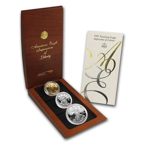 1997 3-Coin Proof Impressions of Liberty Set (Signed, Box & COA) - SKU #14069 Cover