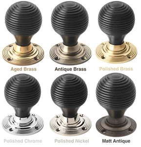 Ebonised Black Wood Beehive Rim Mortice Door Knobs Knob Pair Set Quality - Picture 1 of 7