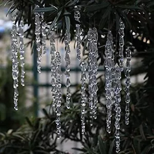 Christmas Tree Clear Glass Icicle Ornaments Decoration Xmas Home Decor Set Of 25 - Picture 1 of 5